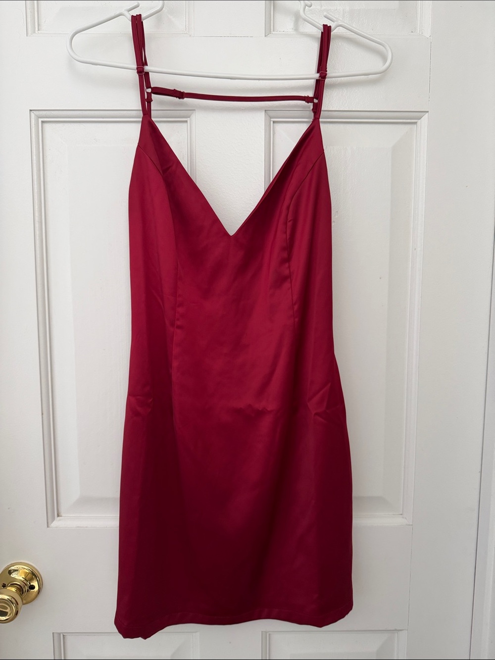 superdown Satin V-Neck Mini Dress - Deep Red